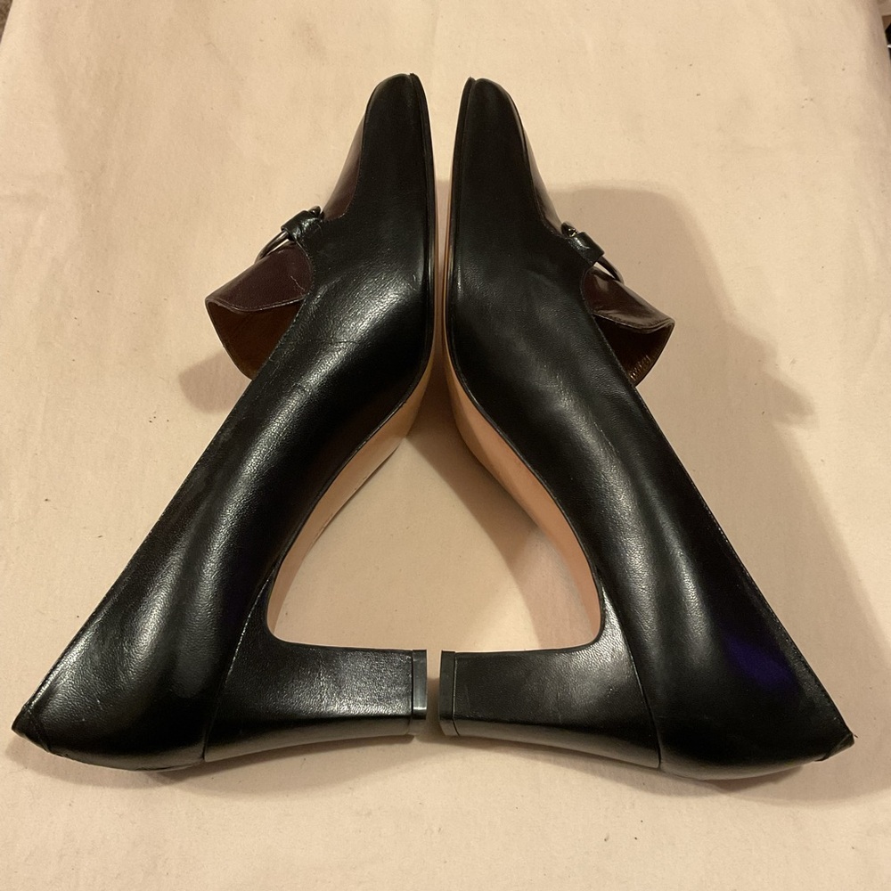 Xandra Belli Vintage Black and Dark Brown Heeled Loafer - Picture 4 of 8